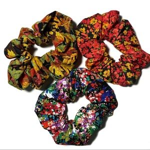 Scrunchie Hair Tie Set Floral Fall Floral Leaves
